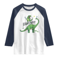 Funny Prehistoric Dinosaur Tennis Player Game Day Raglan Shirt - Wonder Print Shop