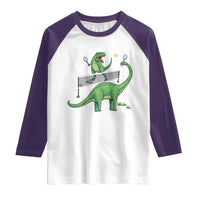 Funny Prehistoric Dinosaur Tennis Player Game Day Raglan Shirt - Wonder Print Shop