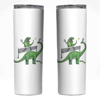 Funny Prehistoric Dinosaur Tennis Player Game Day Skinny Tumbler - Wonder Print Shop