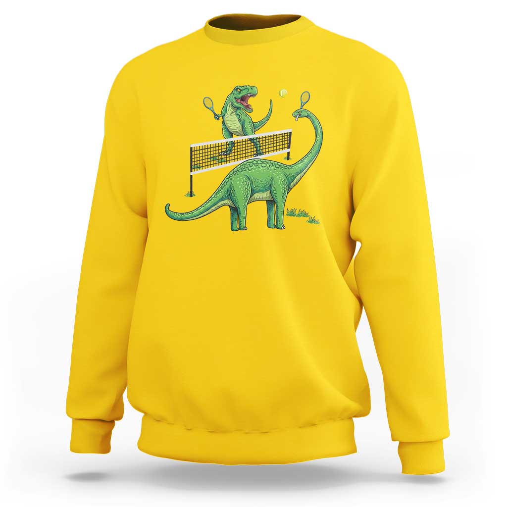 Funny Prehistoric Dinosaur Tennis Player Game Day Sweatshirt - Wonder Print Shop