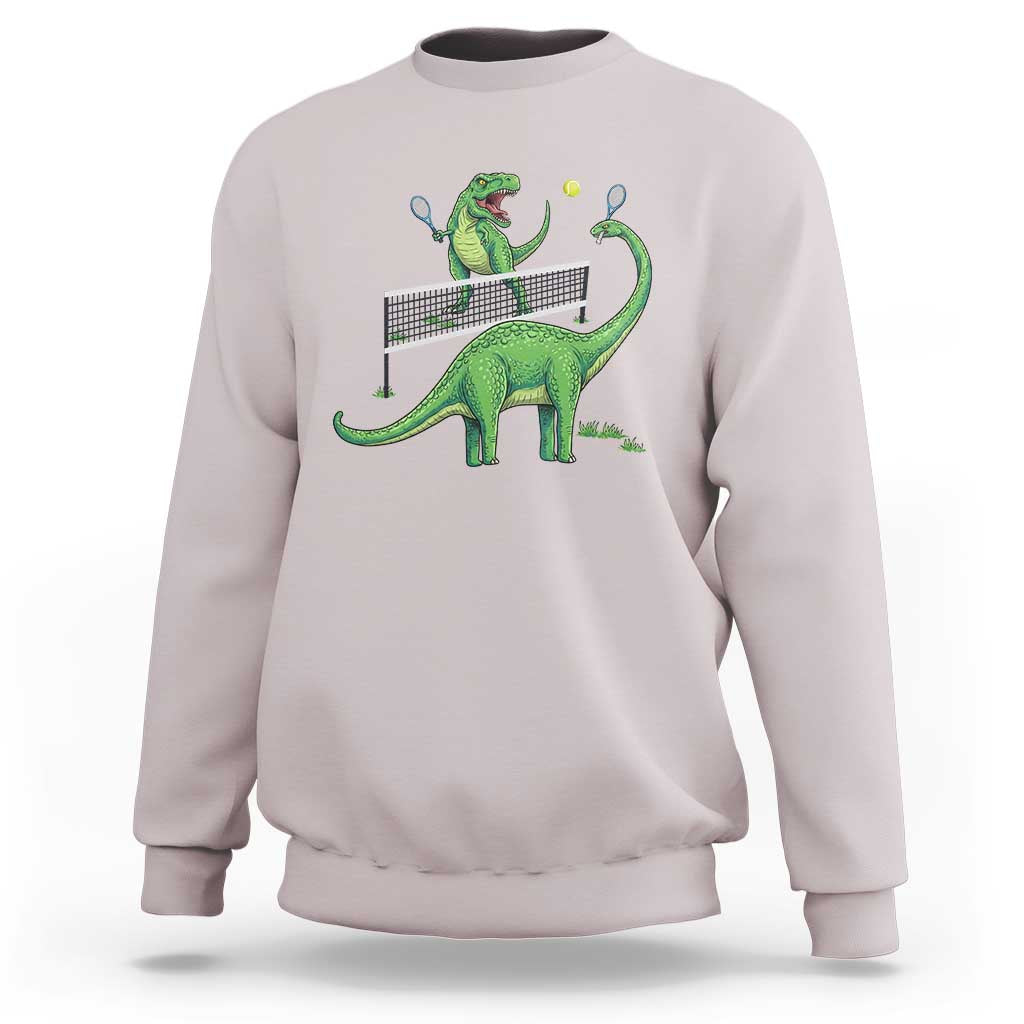 Funny Prehistoric Dinosaur Tennis Player Game Day Sweatshirt - Wonder Print Shop