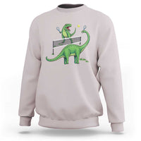 Funny Prehistoric Dinosaur Tennis Player Game Day Sweatshirt - Wonder Print Shop