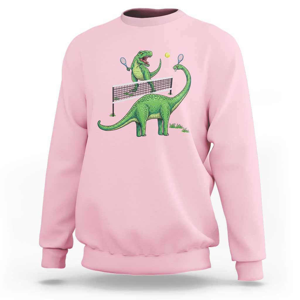 Funny Prehistoric Dinosaur Tennis Player Game Day Sweatshirt - Wonder Print Shop