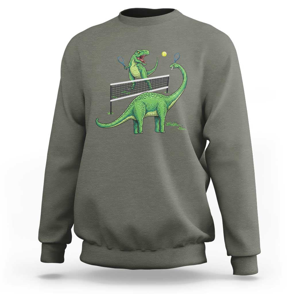 Funny Prehistoric Dinosaur Tennis Player Game Day Sweatshirt - Wonder Print Shop