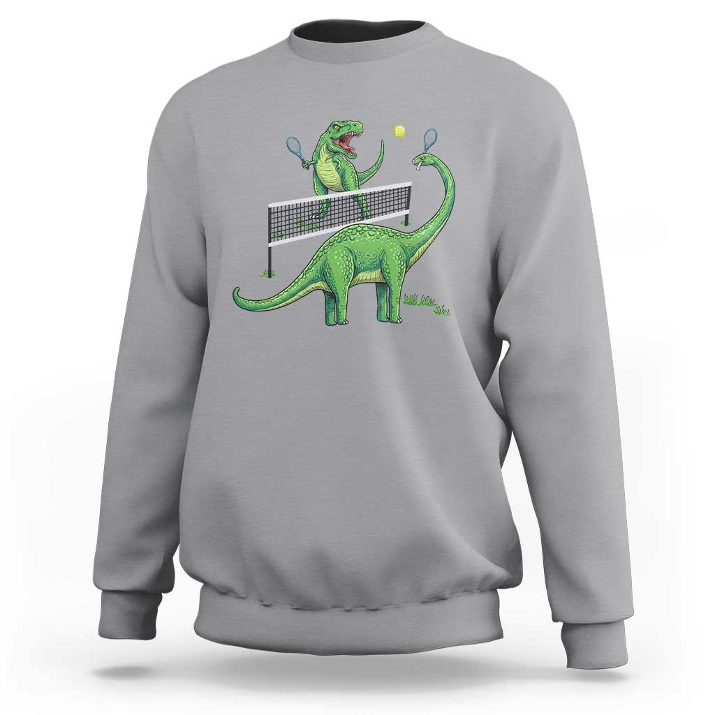 Funny Prehistoric Dinosaur Tennis Player Game Day Sweatshirt - Wonder Print Shop