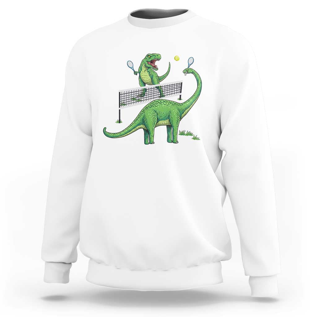 Funny Prehistoric Dinosaur Tennis Player Game Day Sweatshirt - Wonder Print Shop