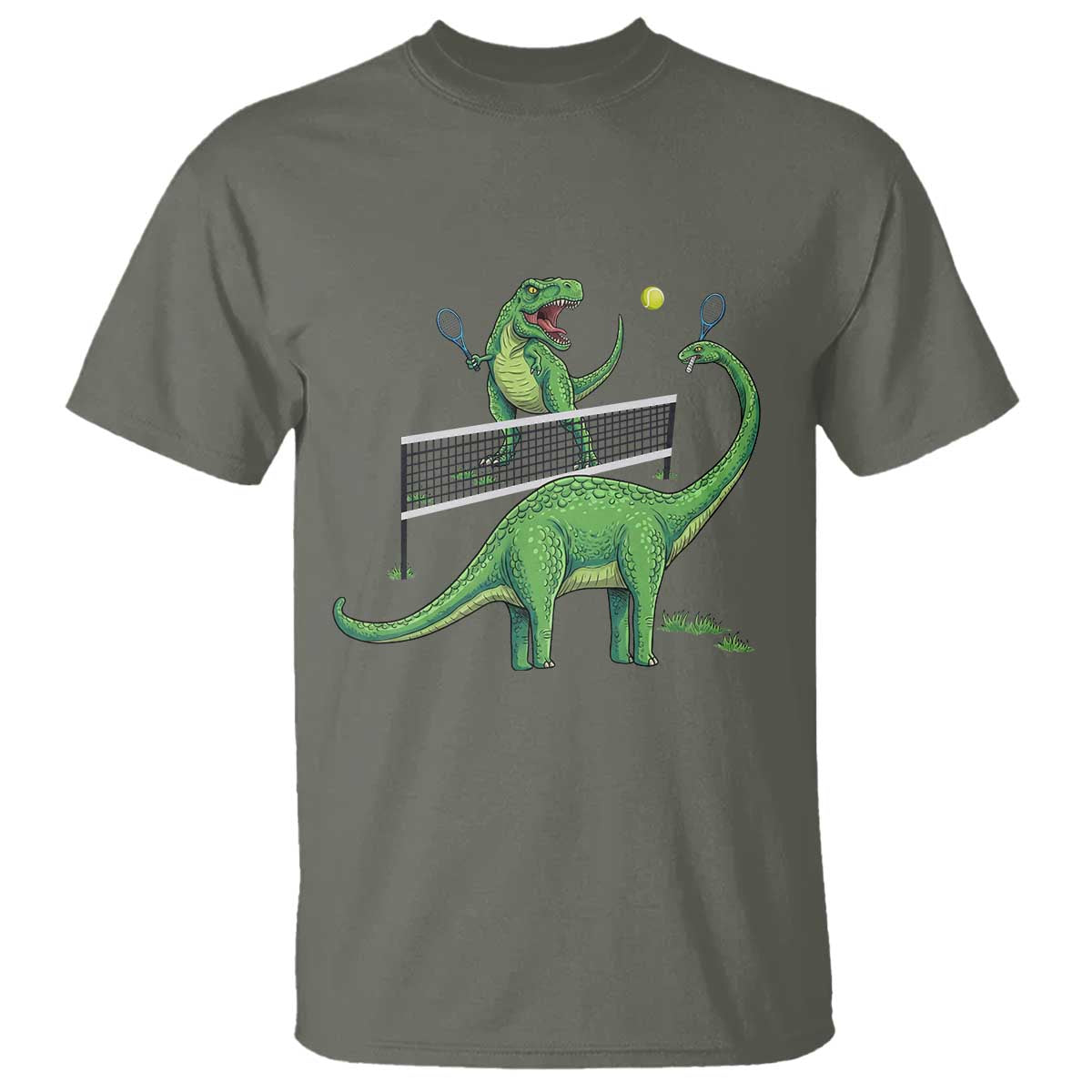 Funny Prehistoric Dinosaur Tennis Player Game Day T Shirt - Wonder Print Shop