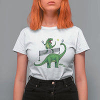 Funny Prehistoric Dinosaur Tennis Player Game Day T Shirt For Women - Wonder Print Shop
