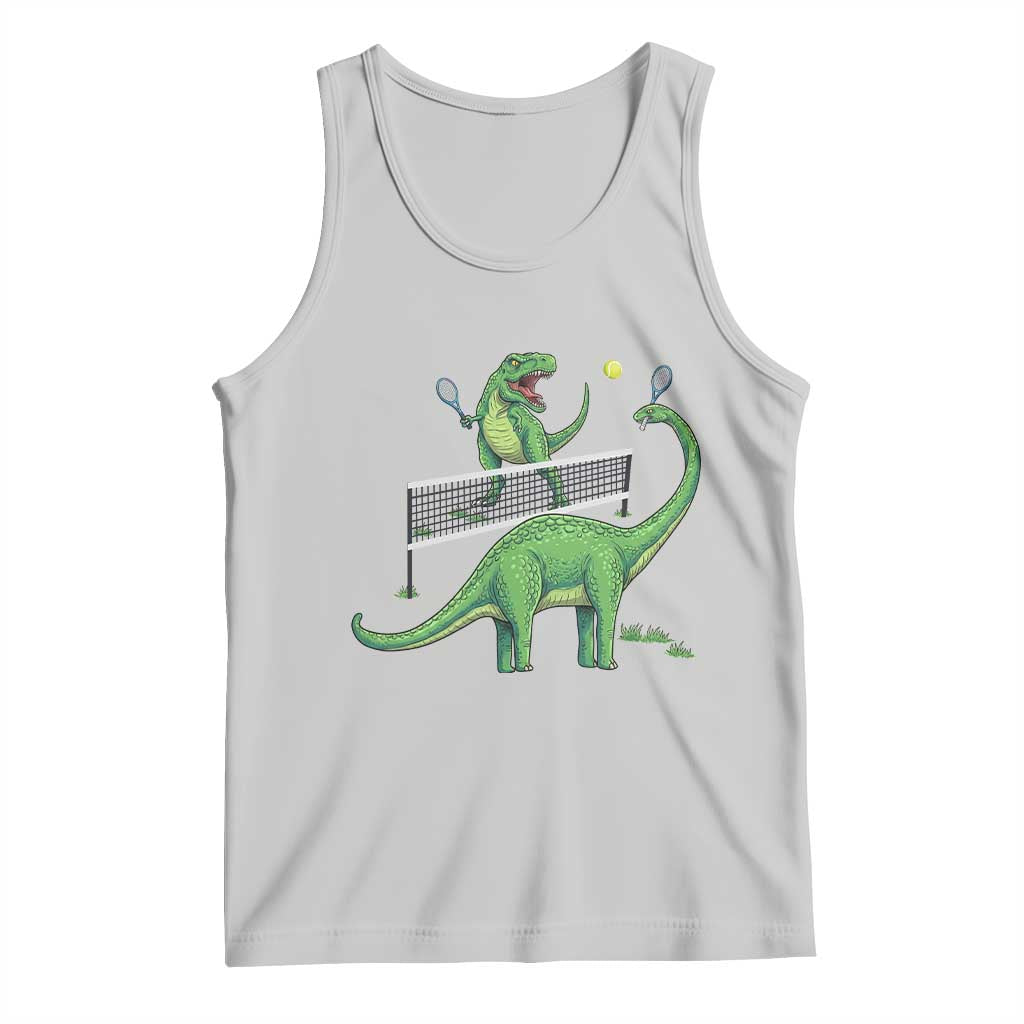 Funny Prehistoric Dinosaur Tennis Player Game Day Tank Top - Wonder Print Shop