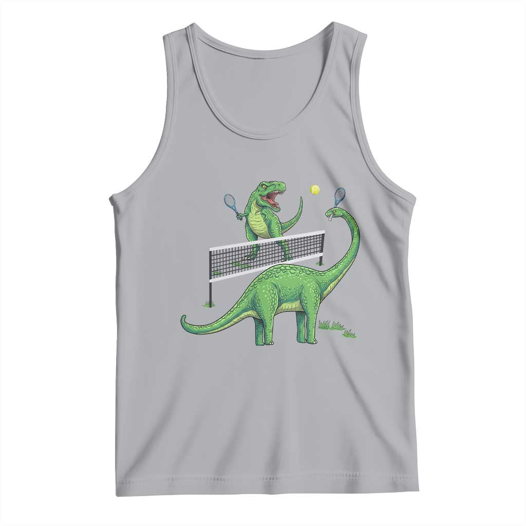 Funny Prehistoric Dinosaur Tennis Player Game Day Tank Top - Wonder Print Shop