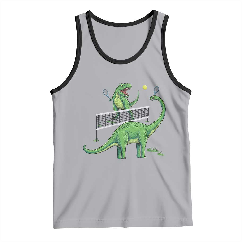 Funny Prehistoric Dinosaur Tennis Player Game Day Tank Top - Wonder Print Shop