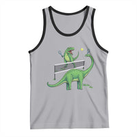 Funny Prehistoric Dinosaur Tennis Player Game Day Tank Top - Wonder Print Shop