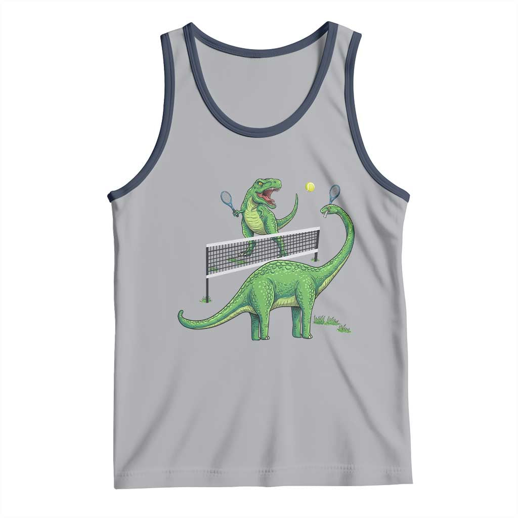 Funny Prehistoric Dinosaur Tennis Player Game Day Tank Top - Wonder Print Shop