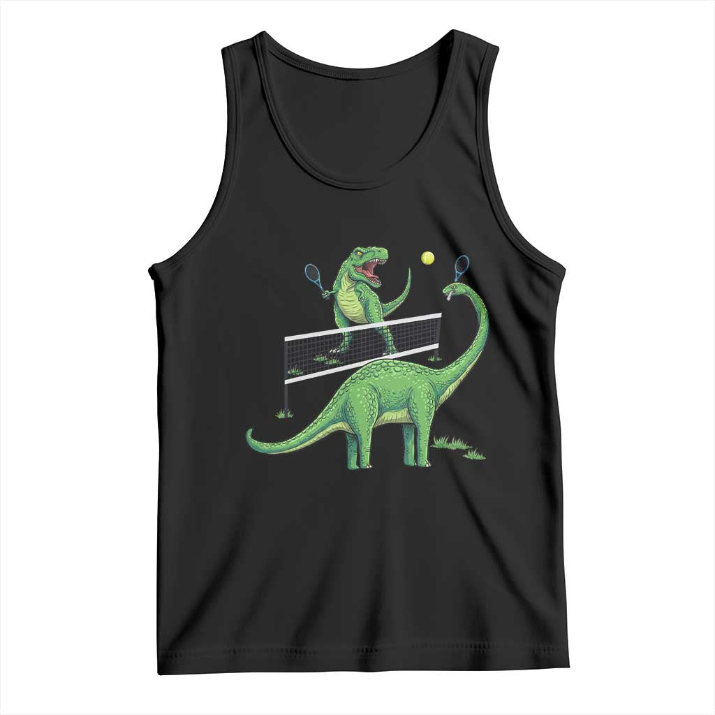 Funny Prehistoric Dinosaur Tennis Player Game Day Tank Top - Wonder Print Shop