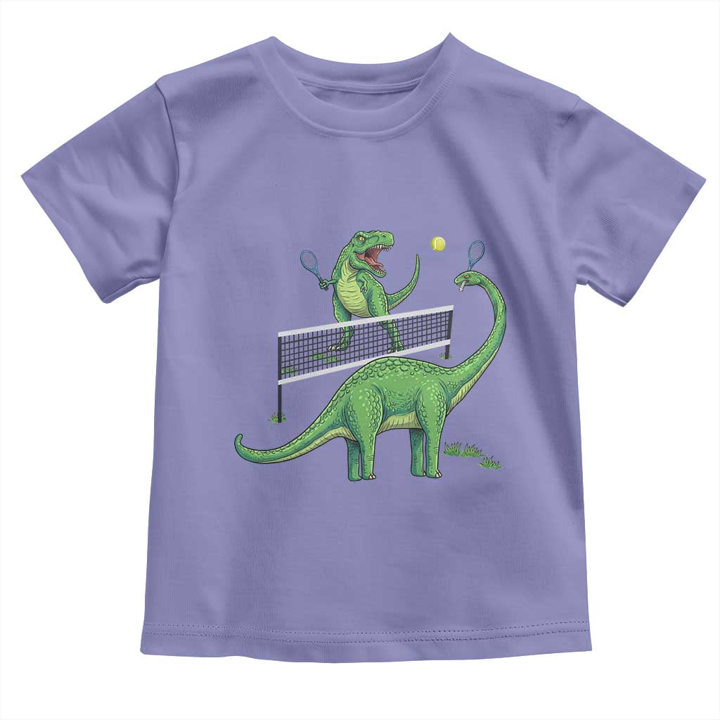 Funny Prehistoric Dinosaur Tennis Player Game Day Toddler T Shirt - Wonder Print Shop