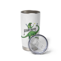 Funny Prehistoric Dinosaur Tennis Player Game Day Tumbler Cup - Wonder Print Shop