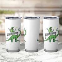 Funny Prehistoric Dinosaur Tennis Player Game Day Tumbler Cup - Wonder Print Shop