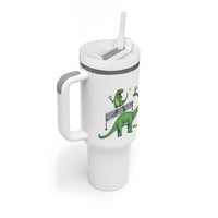 Funny Prehistoric Dinosaur Tennis Player Game Day Tumbler With Handle - Wonder Print Shop
