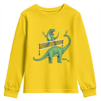 Funny Prehistoric Dinosaur Tennis Player Game Day Youth Sweatshirt - Wonder Print Shop