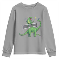 Funny Prehistoric Dinosaur Tennis Player Game Day Youth Sweatshirt - Wonder Print Shop