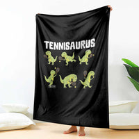 Funny Prehistoric Dinosaur Tennis Player Throw Blanket Gift For Tennis Fans - Wonder Print Shop