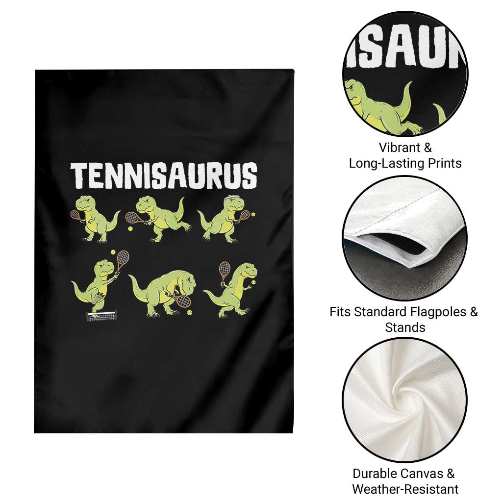Funny Prehistoric Dinosaur Tennis Player Garden Flag Gift For Tennis Fans - Wonder Print Shop
