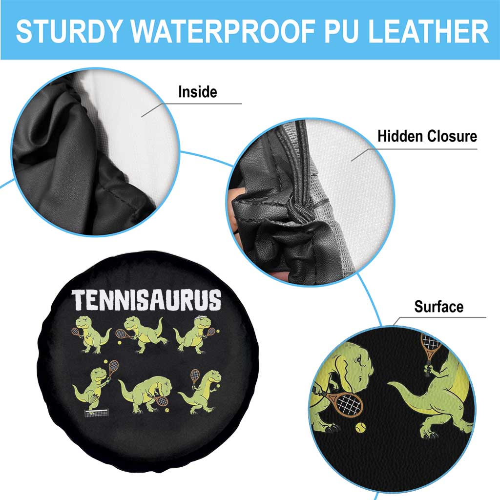 Funny Prehistoric Dinosaur Tennis Player Spare Tire Cover Gift For Tennis Fans - Wonder Print Shop