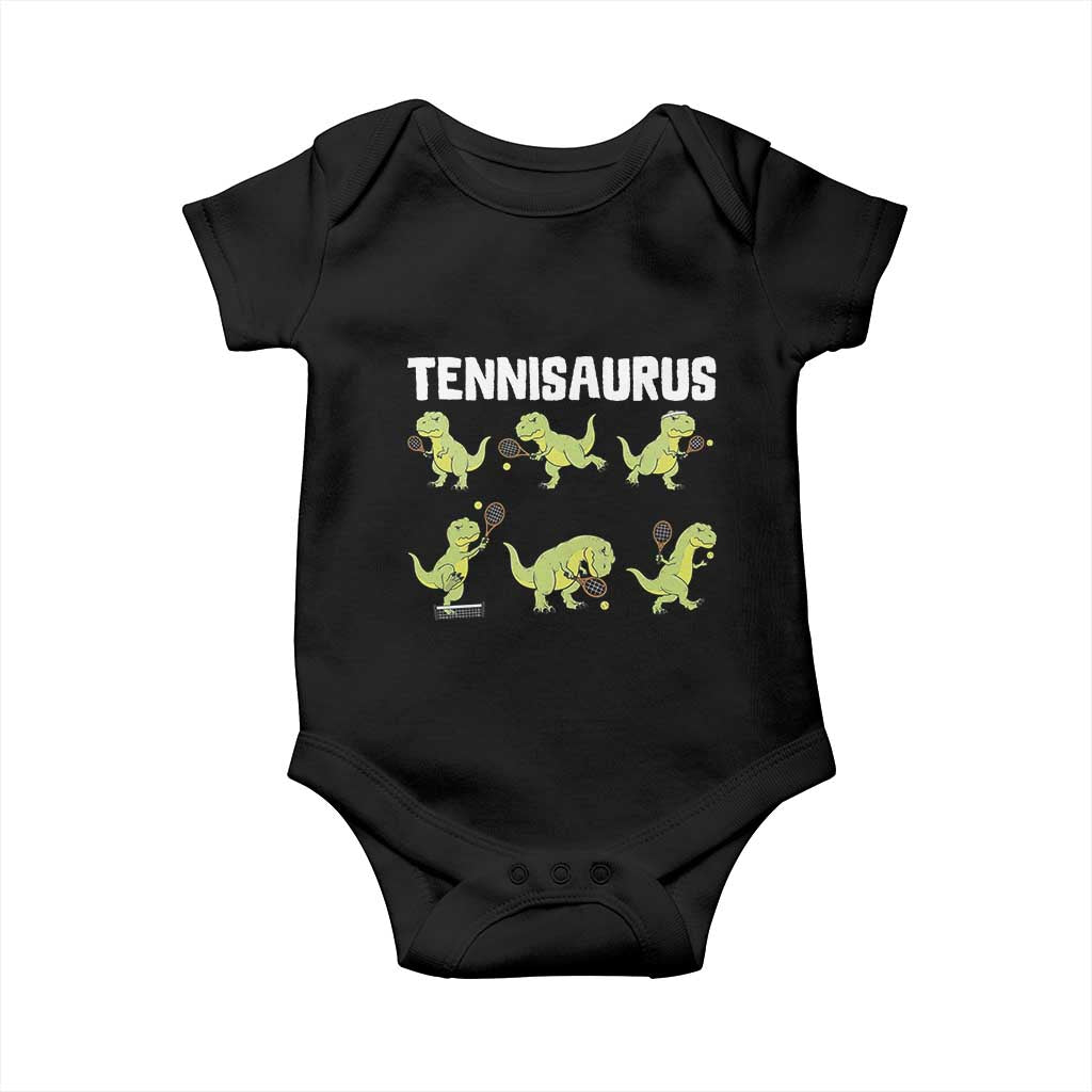 Funny Prehistoric Dinosaur Tennis Player Baby Onesie Gift For Tennis Fans - Wonder Print Shop