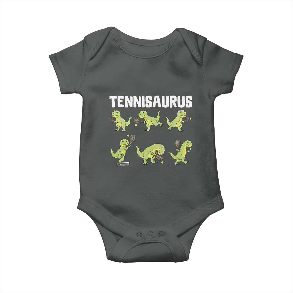 Funny Prehistoric Dinosaur Tennis Player Baby Onesie Gift For Tennis Fans - Wonder Print Shop