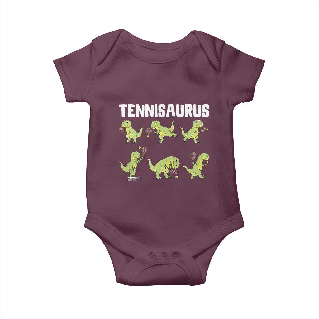 Funny Prehistoric Dinosaur Tennis Player Baby Onesie Gift For Tennis Fans - Wonder Print Shop