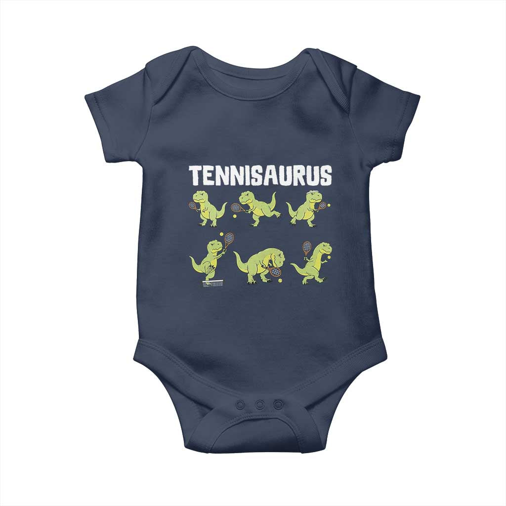 Funny Prehistoric Dinosaur Tennis Player Baby Onesie Gift For Tennis Fans - Wonder Print Shop
