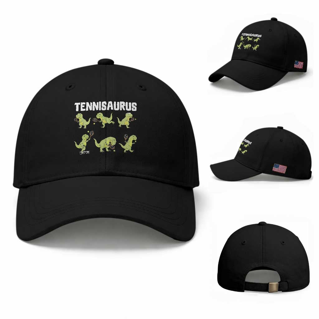 Funny Prehistoric Dinosaur Tennis Player Baseball Cap Gift For Tennis Fans