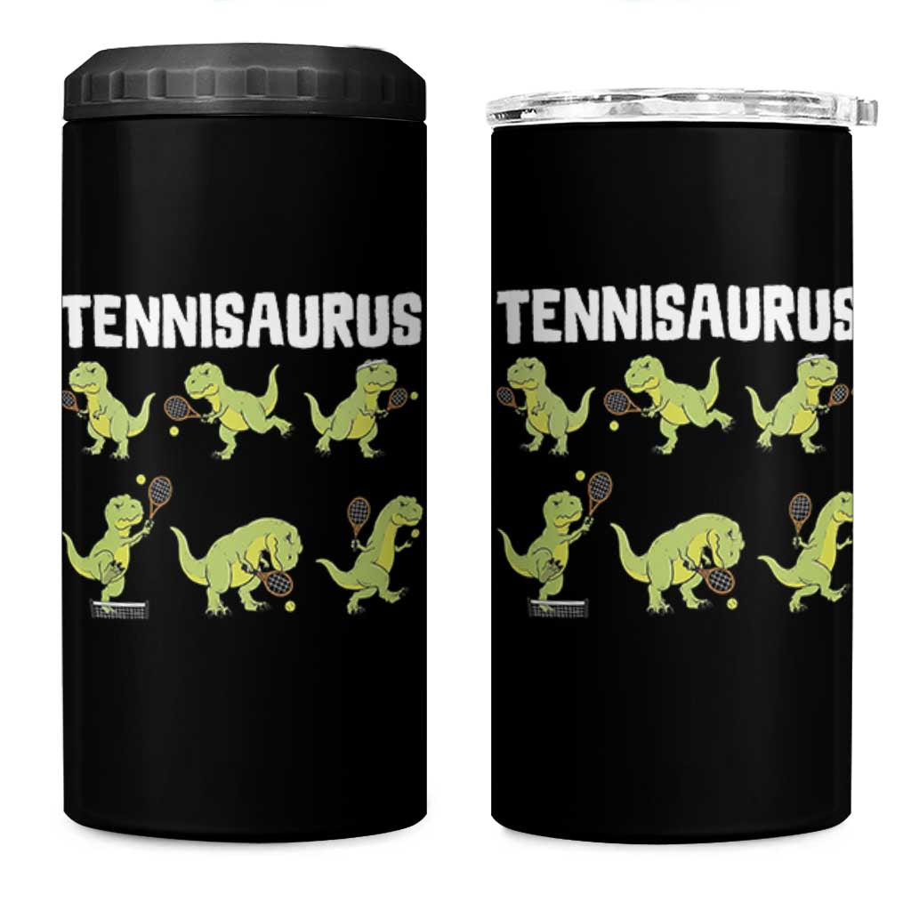 Funny Prehistoric Dinosaur Tennis Player 4 in 1 Can Cooler Tumbler Gift For Tennis Fans - Wonder Print Shop