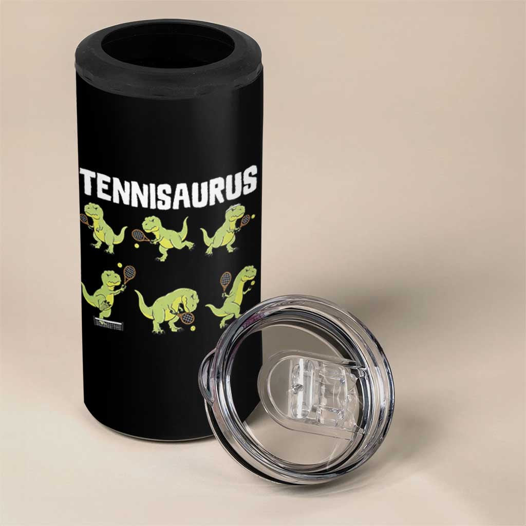Funny Prehistoric Dinosaur Tennis Player 4 in 1 Can Cooler Tumbler Gift For Tennis Fans - Wonder Print Shop