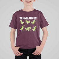 Funny Prehistoric Dinosaur Tennis Player T Shirt For Kid Gift For Tennis Fans - Wonder Print Shop