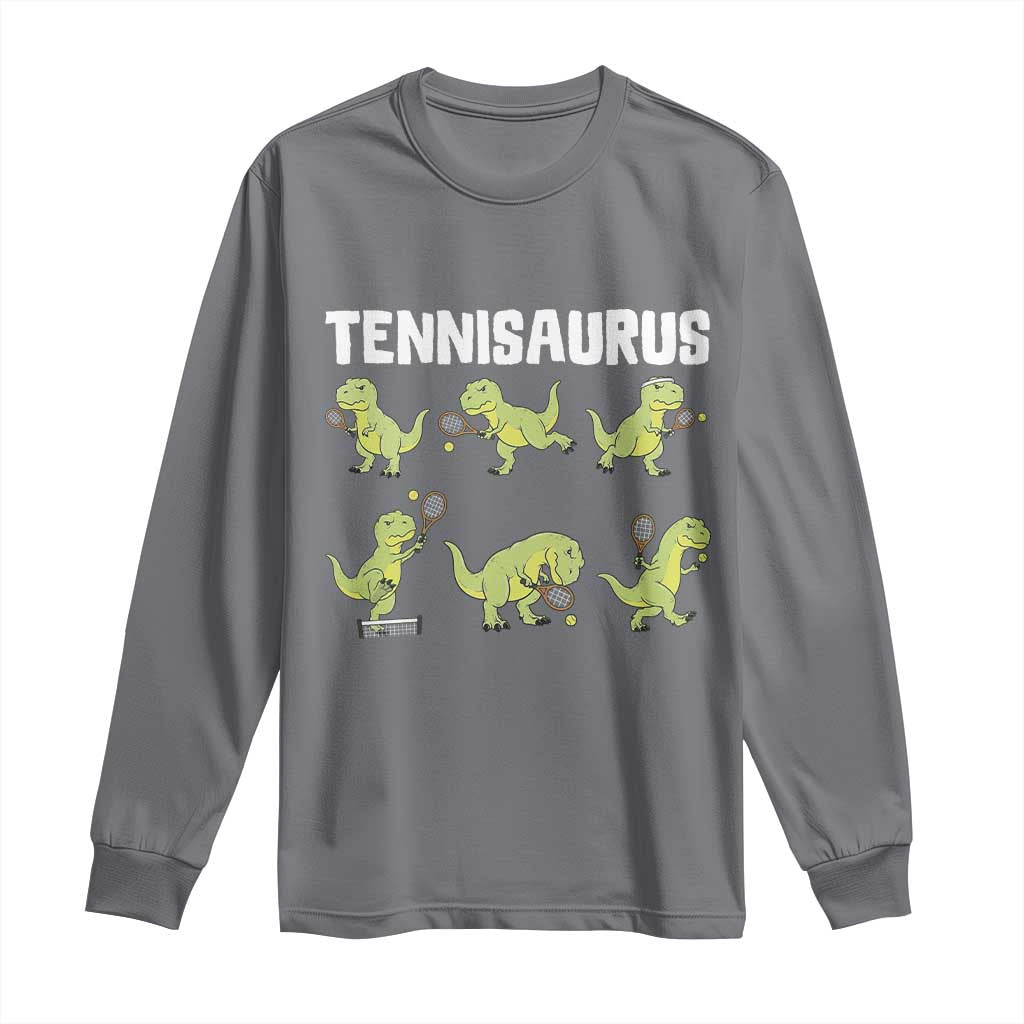 Funny Prehistoric Dinosaur Tennis Player Long Sleeve Shirt Gift For Tennis Fans - Wonder Print Shop