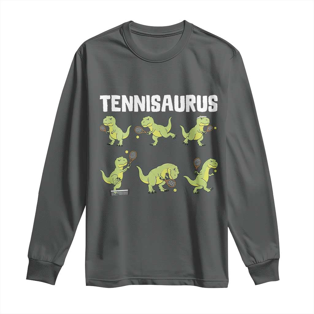 Funny Prehistoric Dinosaur Tennis Player Long Sleeve Shirt Gift For Tennis Fans - Wonder Print Shop
