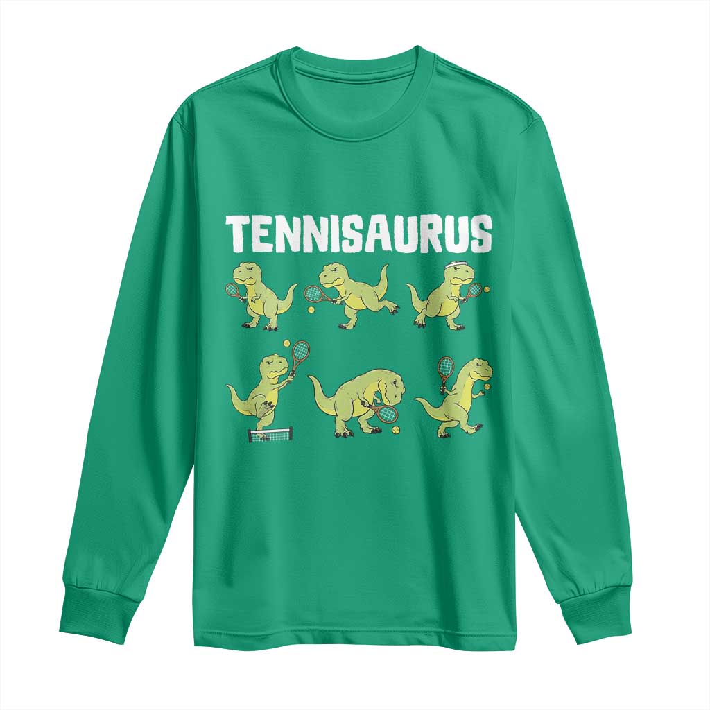 Funny Prehistoric Dinosaur Tennis Player Long Sleeve Shirt Gift For Tennis Fans - Wonder Print Shop