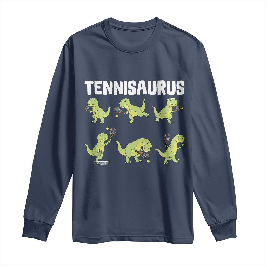 Funny Prehistoric Dinosaur Tennis Player Long Sleeve Shirt Gift For Tennis Fans - Wonder Print Shop