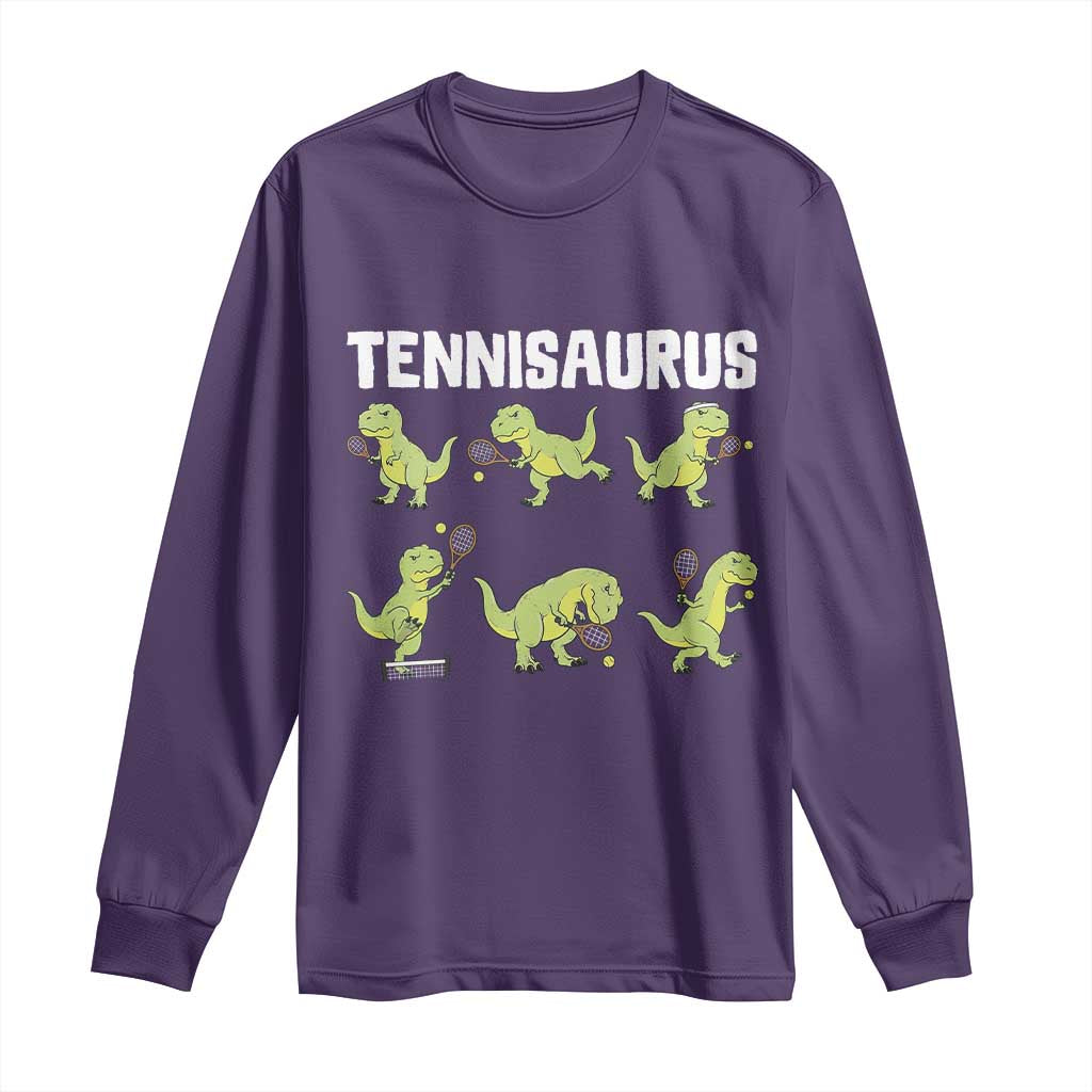 Funny Prehistoric Dinosaur Tennis Player Long Sleeve Shirt Gift For Tennis Fans - Wonder Print Shop