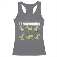 Funny Prehistoric Dinosaur Tennis Player Racerback Tank Top Gift For Tennis Fans - Wonder Print Shop