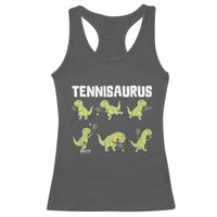 Funny Prehistoric Dinosaur Tennis Player Racerback Tank Top Gift For Tennis Fans - Wonder Print Shop