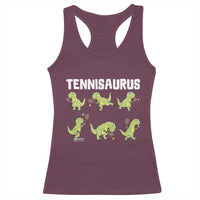 Funny Prehistoric Dinosaur Tennis Player Racerback Tank Top Gift For Tennis Fans - Wonder Print Shop