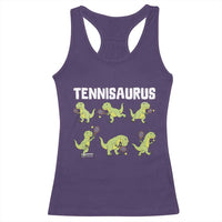 Funny Prehistoric Dinosaur Tennis Player Racerback Tank Top Gift For Tennis Fans - Wonder Print Shop