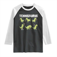 Funny Prehistoric Dinosaur Tennis Player Raglan Shirt Gift For Tennis Fans - Wonder Print Shop
