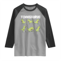 Funny Prehistoric Dinosaur Tennis Player Raglan Shirt Gift For Tennis Fans - Wonder Print Shop