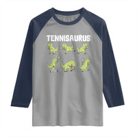 Funny Prehistoric Dinosaur Tennis Player Raglan Shirt Gift For Tennis Fans - Wonder Print Shop