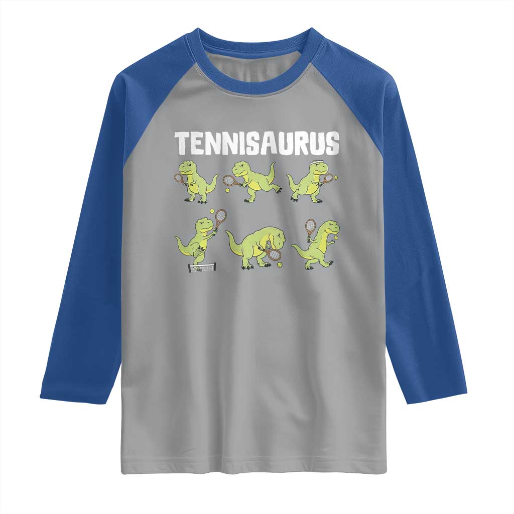 Funny Prehistoric Dinosaur Tennis Player Raglan Shirt Gift For Tennis Fans - Wonder Print Shop