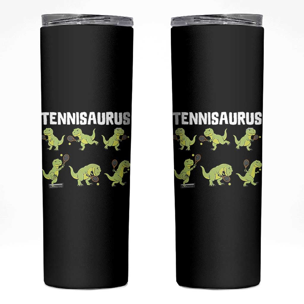 Funny Prehistoric Dinosaur Tennis Player Skinny Tumbler Gift For Tennis Fans - Wonder Print Shop