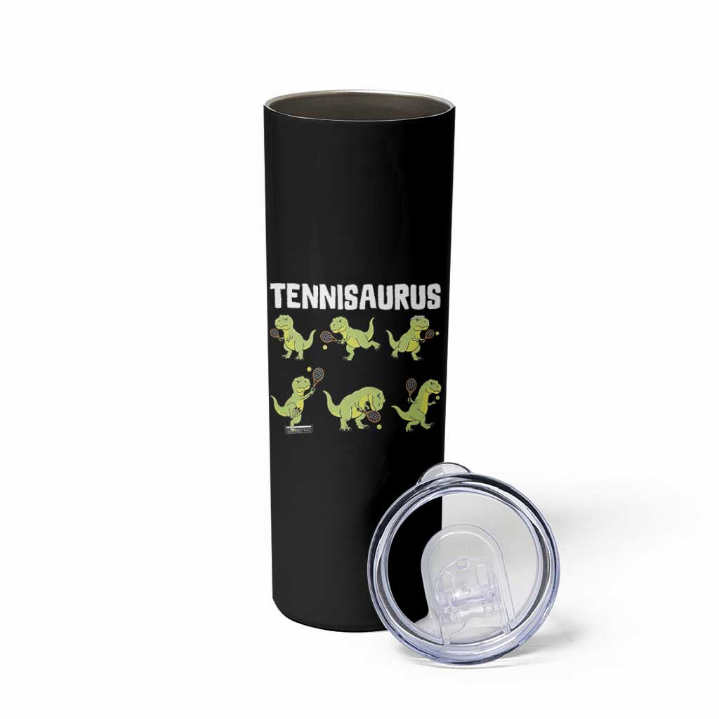 Funny Prehistoric Dinosaur Tennis Player Skinny Tumbler Gift For Tennis Fans - Wonder Print Shop
